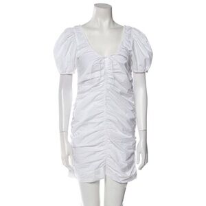 Ganni Ruched Puff Sleeve Mini Dress Sz 38